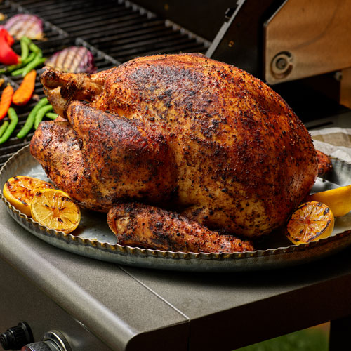 Dry Rubbed Grilled Whole Turkey with Jalapeño Chimichurri